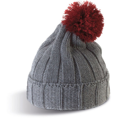 Bobble beanie with turn-up.
